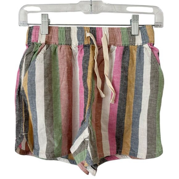 Marine Layer Pants - NWT Marine Layer Bold Stripe Hemp Tencel Pull On Beach Shorts Size XS